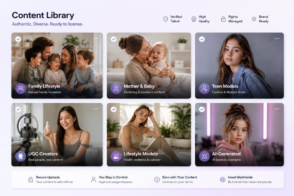 Lifestyle, family, creator and AI content examples